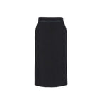 Fendi Black Virgin Wool Midi Skirt