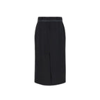 Fendi Black Virgin Wool Midi Skirt