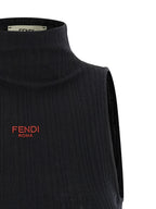 Fendi Black Polyester Sleeveles T-Shirt