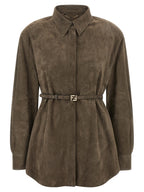 Fendi Gray Lamb Leather Blouse