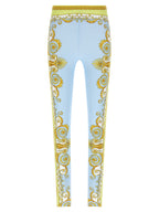 Versace Blue Nylon Leggings