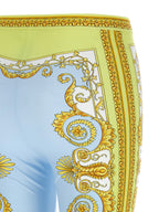 Versace Blue Nylon Leggings