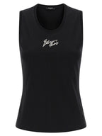 Balmain Black Cotton Sleeveles T-Shirt