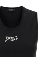 Balmain Black Cotton Sleeveles T-Shirt