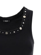 Versace Black Cotton Sleeveles T-Shirt