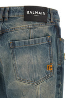 Balmain Blue Cotton Straight-Leg Jeans