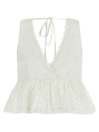 PINKO White Cotton Sleeveles T-Shirt