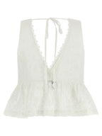 PINKO White Cotton Sleeveles T-Shirt