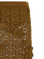 PINKO Brown Cotton Midi Skirt