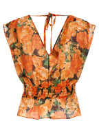 PINKO Orange Lyocell Pattern Shirt