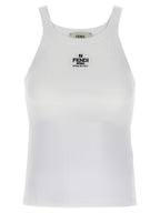 Fendi White Cotton Sleeveles T-Shirt