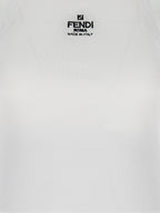 Fendi White Cotton Sleeveles T-Shirt