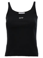 Off-White Black Cotton Sleeveles T-Shirt