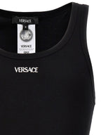Versace Black Cotton Sleeveles T-Shirt