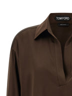 Tom Ford Brown Silk Polo Shirt