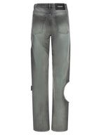 Off-White Gray Cotton Straight-Leg Jeans