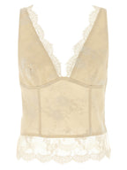 PINKO Beige Linen Tank Tops