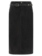 PINKO Black Cotton Midi Skirt