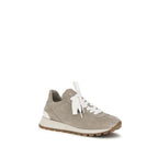 Brunello Cucinelli Gray Calf Leather Bos Taurus Platform Sneakers