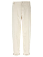 Brunello Cucinelli White Cotton Relaxed Fit Jeans