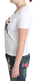 Moschino White Cotton Come Play 4 Us Print Tops T-shirt