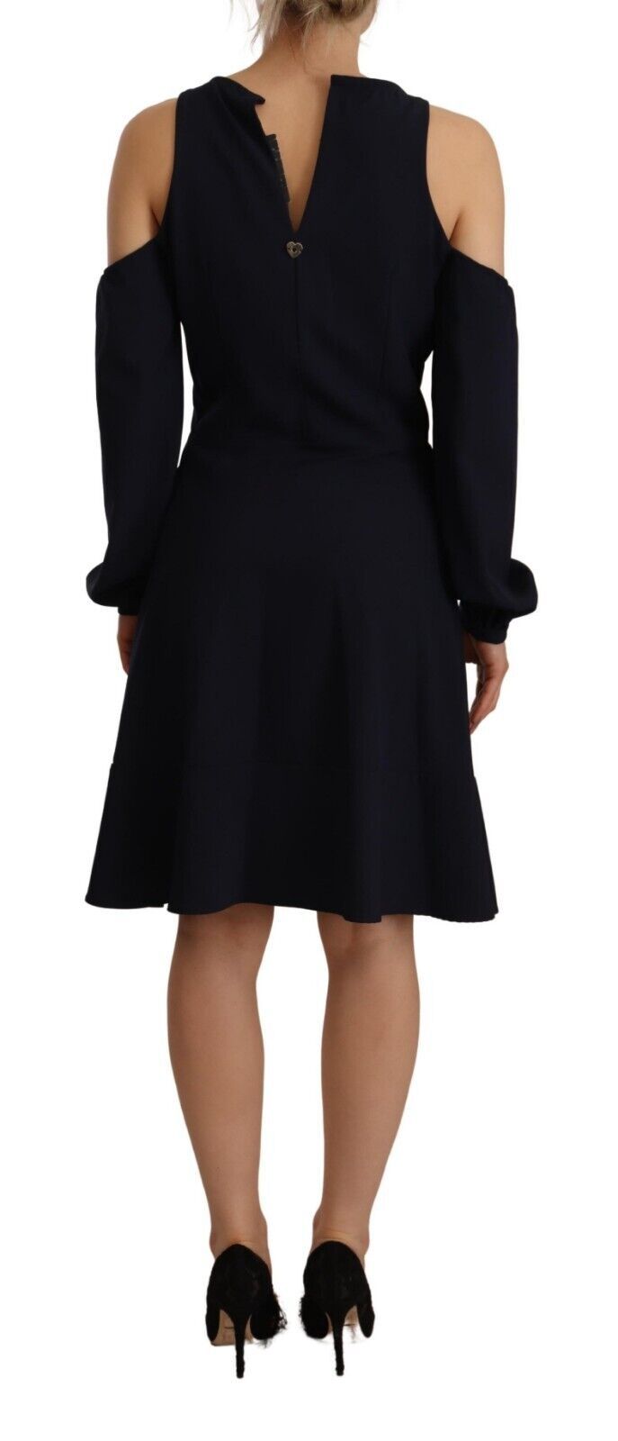 Twinset Black Long Sleeves Open Shoulder A-line Dress