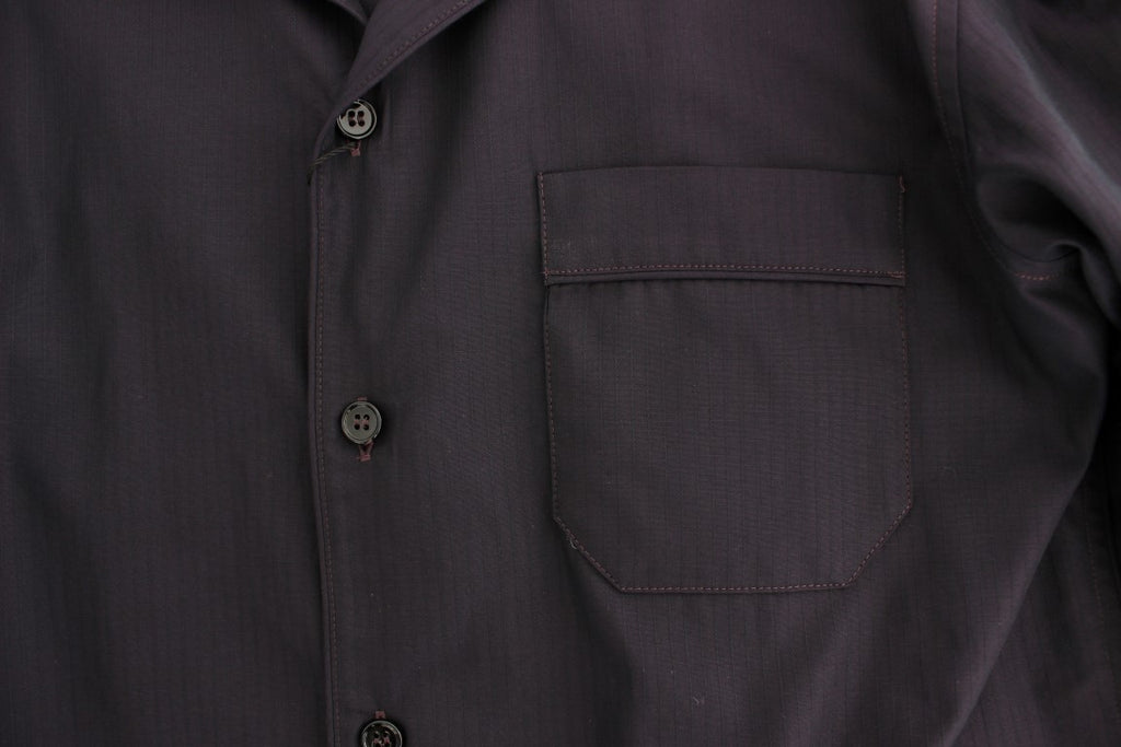 Dolce & Gabbana Purple Striped Cotton Pajama Lounge Shirt