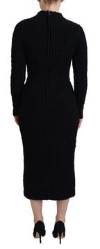 Dolce & Gabbana Black Wool Knitted Sheath Sweater Dress