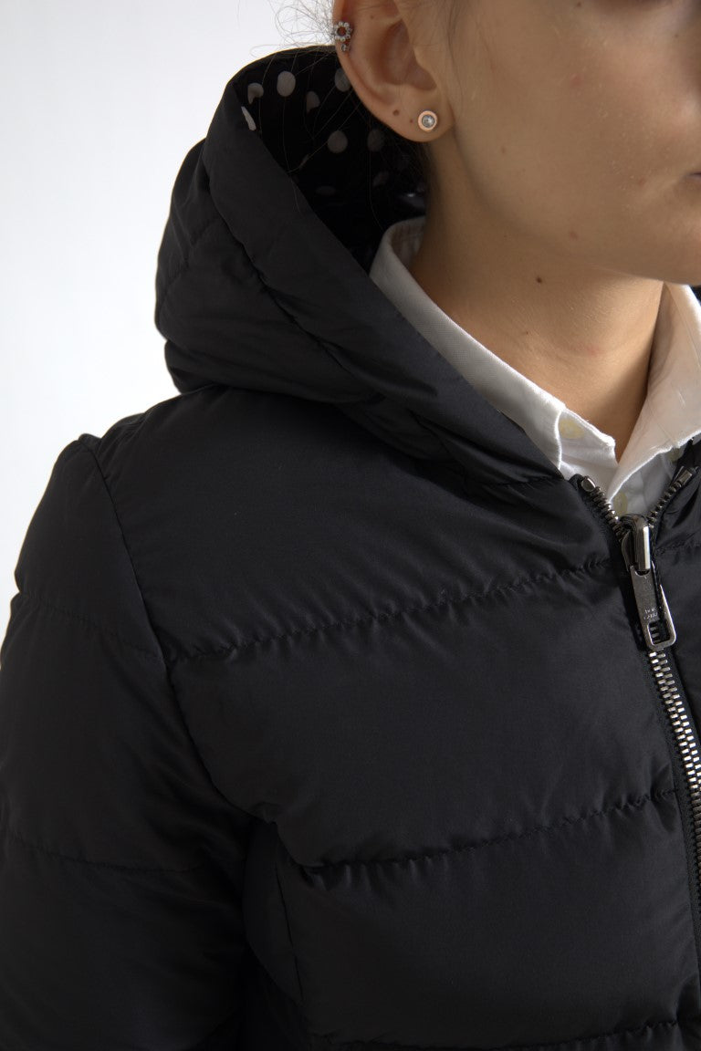 Dolce & Gabbana Black Polyester Hooded Reversible Jacket