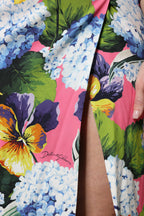 Dolce & Gabbana Multicolor Floral Side Slit Midi Dress