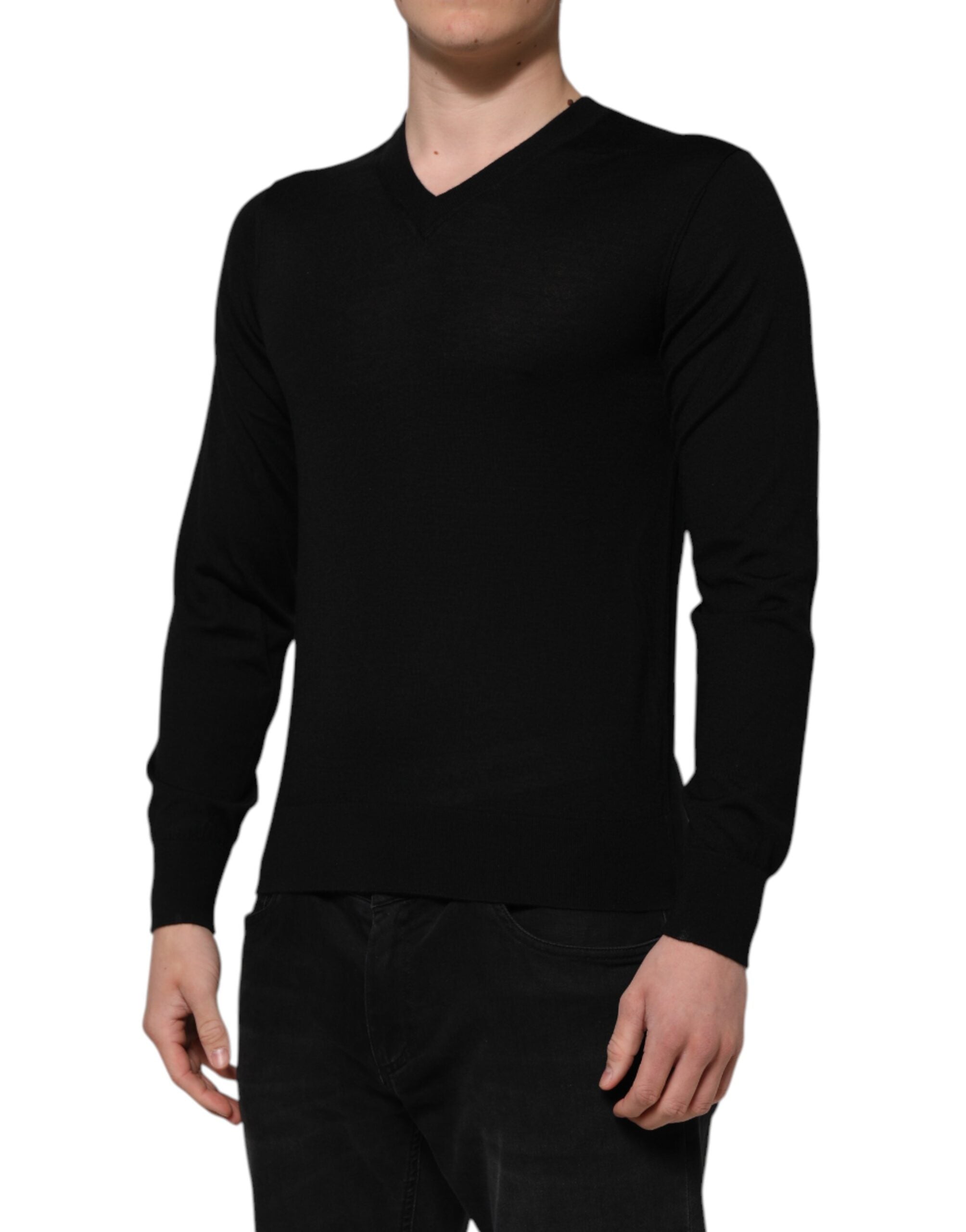 Dolce & Gabbana Dark Gray Embroidered Logo Pullover Sweater