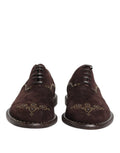 Dolce & Gabbana Brown Velvet Lace Up Oxford Dress Shoes