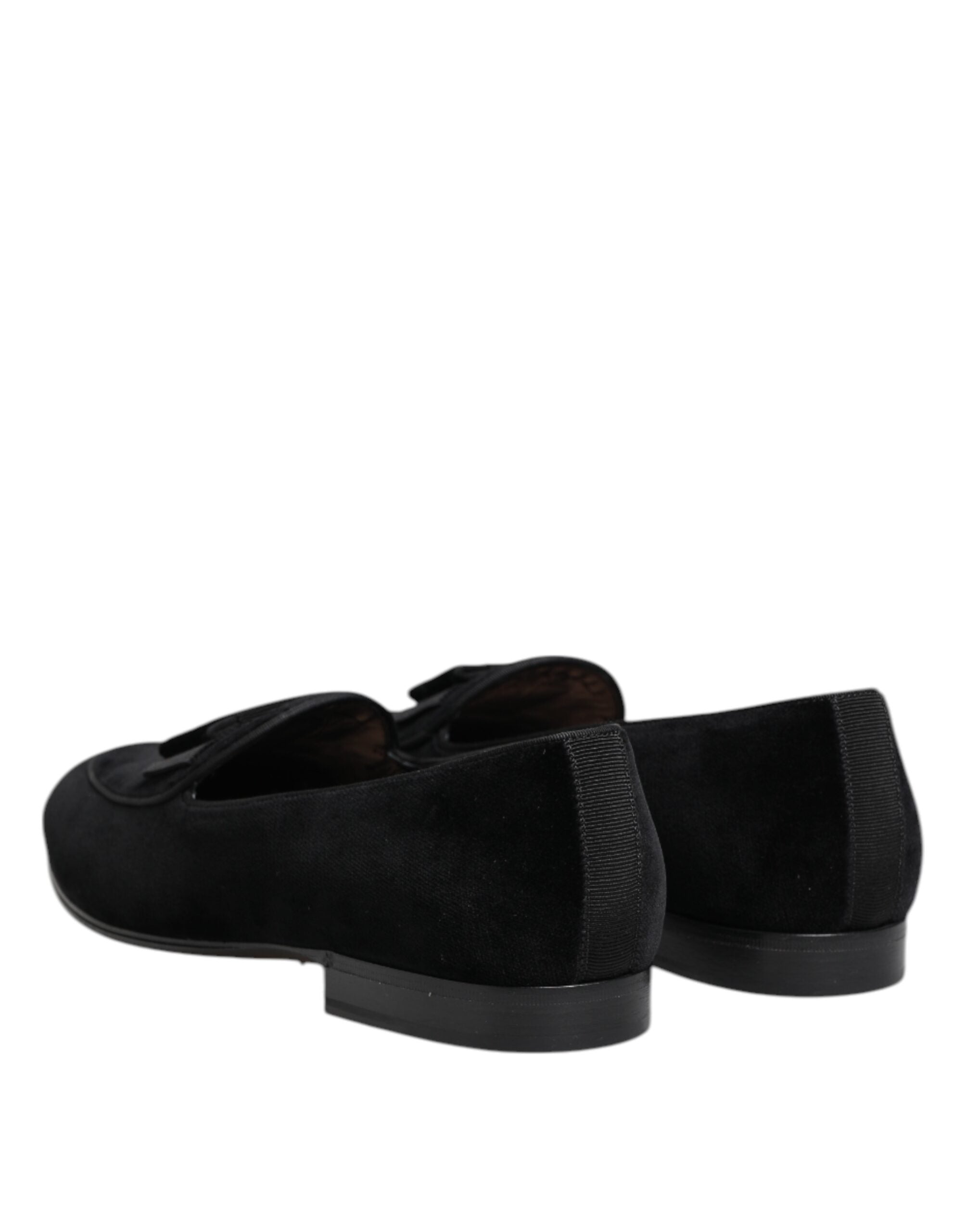 Dolce & Gabbana Black Velvet Loafers Formal Men Dress Shoes
