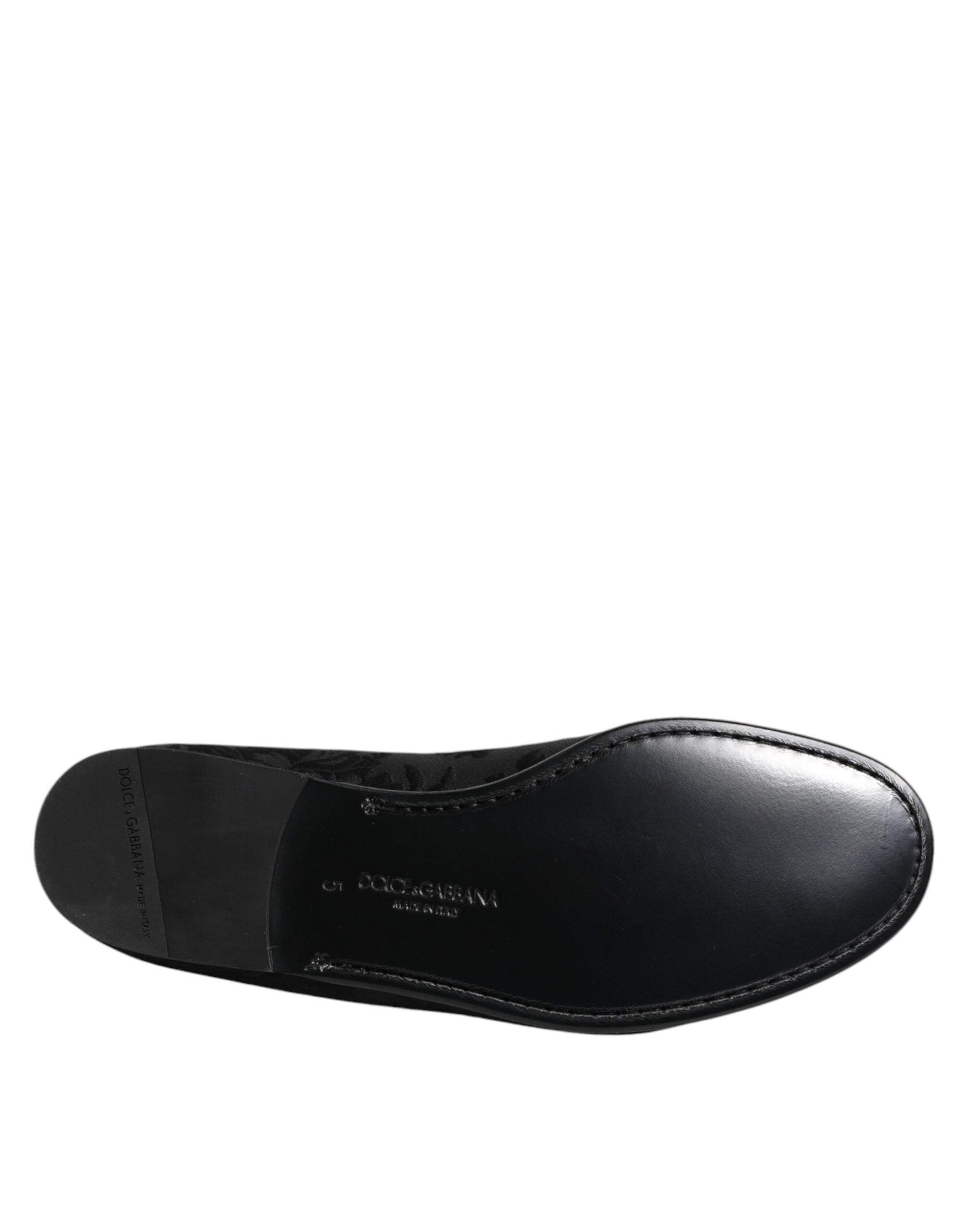 Dolce & Gabbana Black Floral Brocade Loafers Men Dress Shoes