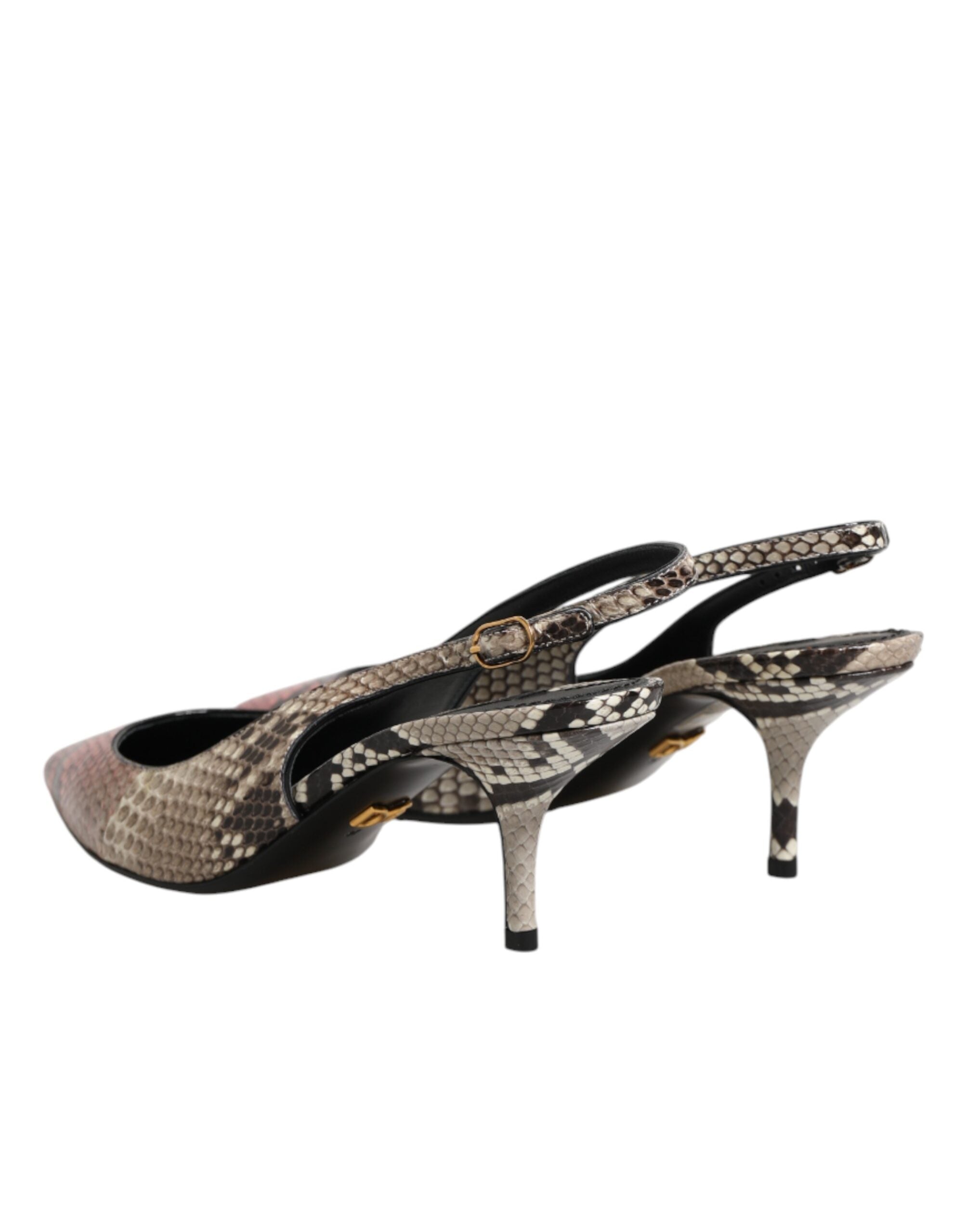 Dolce & Gabbana Multicolor Leather Heels Slingback Shoes