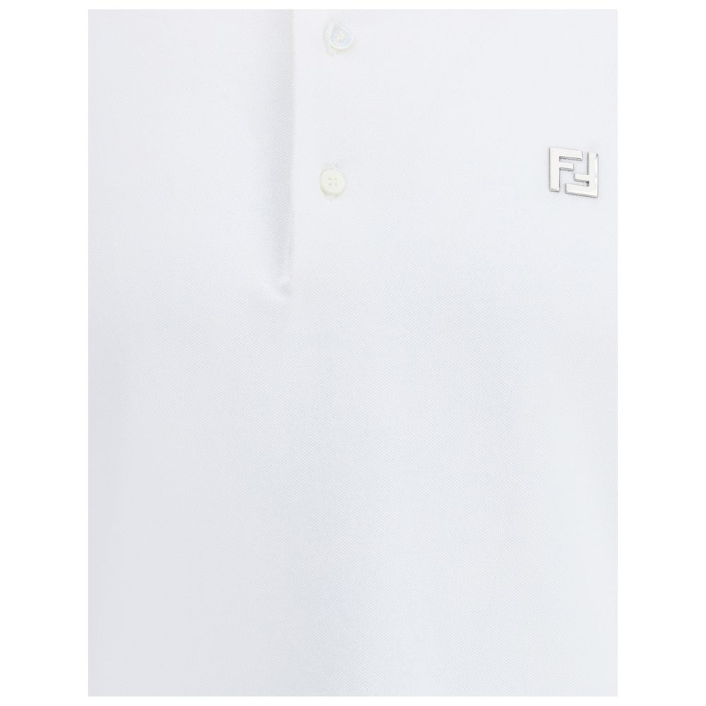 Fendi White Cotton Polo Shirt